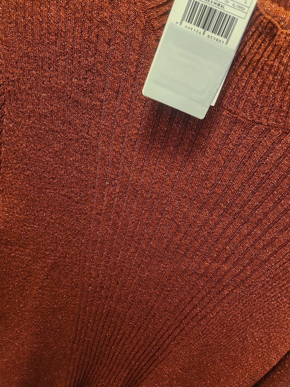 Mango Ribbed Metallic Mock-Neck Sweater in Rust - Picture 2 of 3